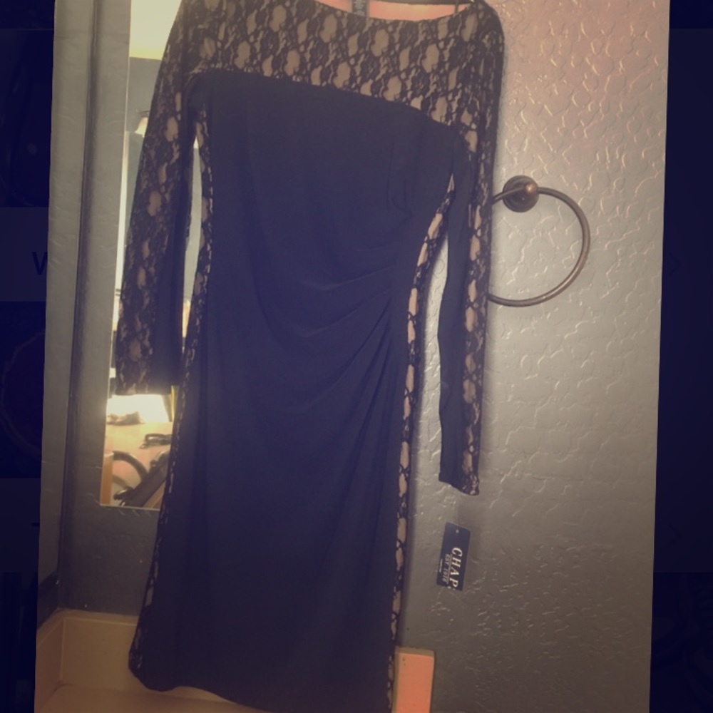 Chaps Navy Blue Lace Dress